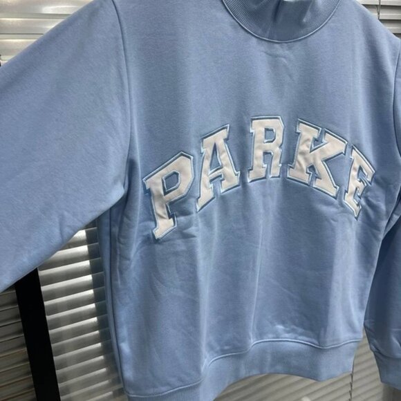 PARKE Women's Sky Blue Mock Neck Sweatshirt - Picture 6 of 6